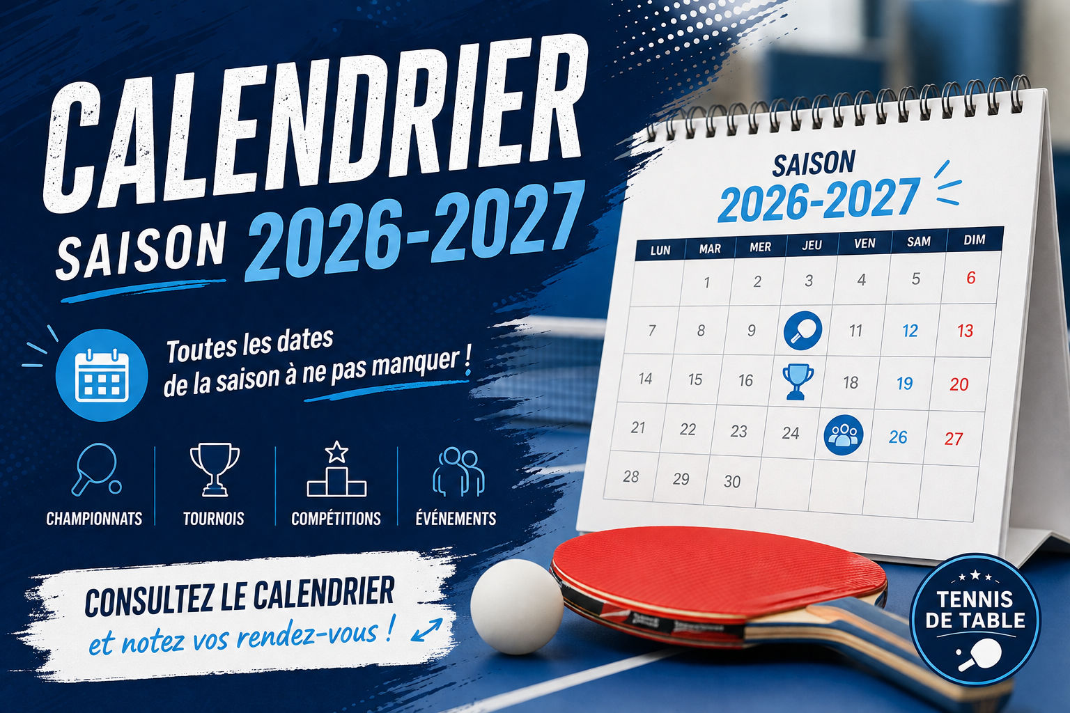 Calendrier de la saison 2026-2027