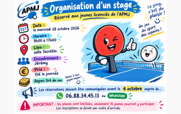 Stage de la Toussaint : une journée 100% Ping !