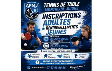 Renouvellement inscriptions jeunes ouvertes (compétiteurs et loisirs)